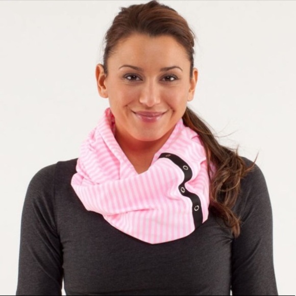 Lululemon | Pink + White Stripe Vinyasa Wrap Scarf